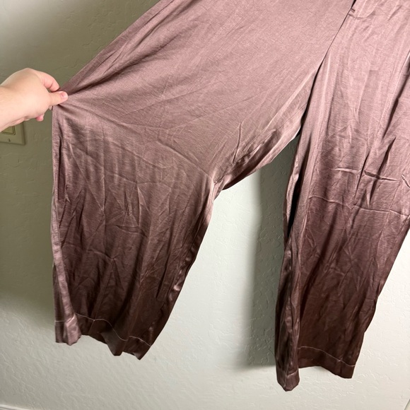 Madewell The Harlow Wide-Leg Pant in Satin Iced Mocha Brown 14 NWT NO380 - Picture 6 of 16